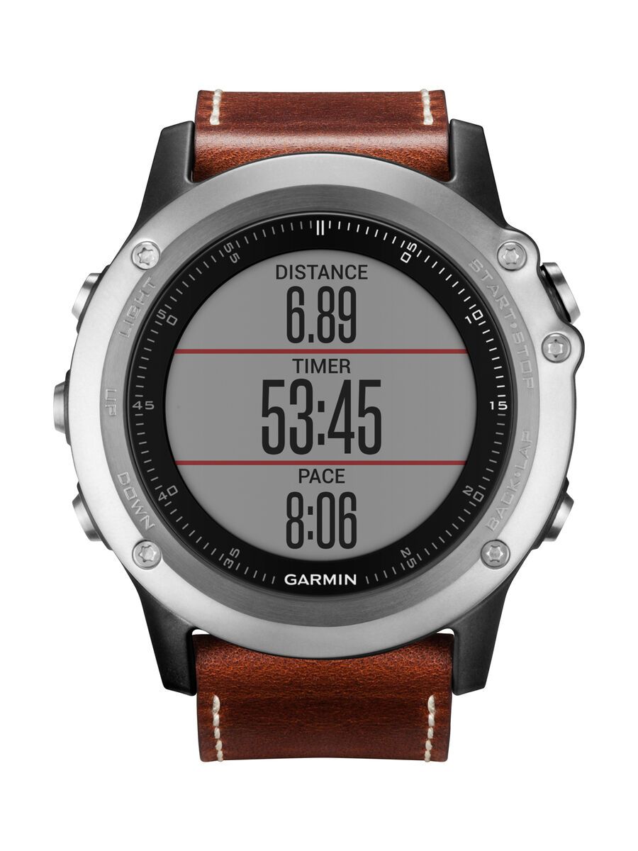 Garmin fenix 3 mit Saphirglas, Lederarmband (Performer Bundle mit Brustgurt), silber - Bild 4