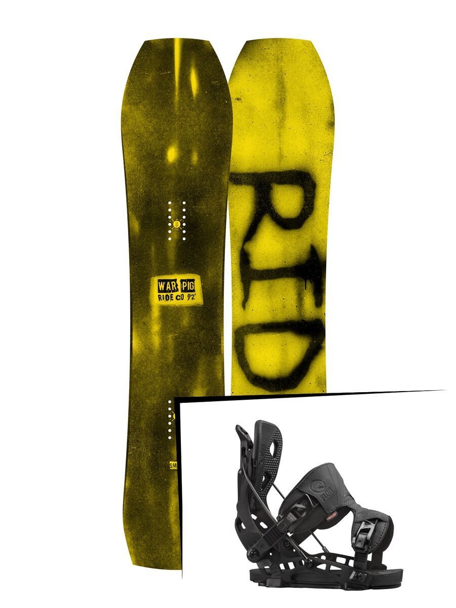 Set: Ride Warpig Small 2017 + Flow NX2 2016, black - Snowboardset - Bild 1