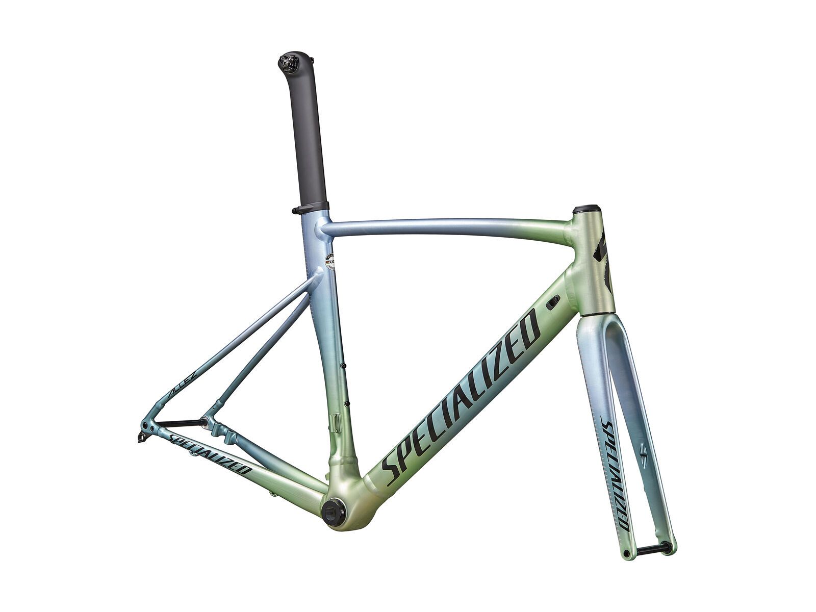 Specialized Allez Sprint Disc Frameset Down Under Collection, satin liquid silver/ice yellow-cobalt-aqua-hyper green tint fade/gloss tarmac - Bild 1