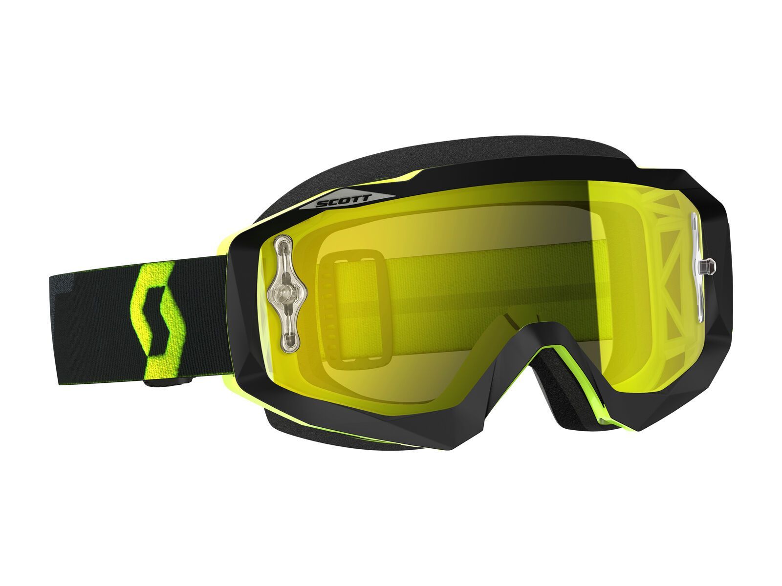 Scott Goggle Hustle MX, black/fluo yellow/Lens: yellow chrome - Bild 1
