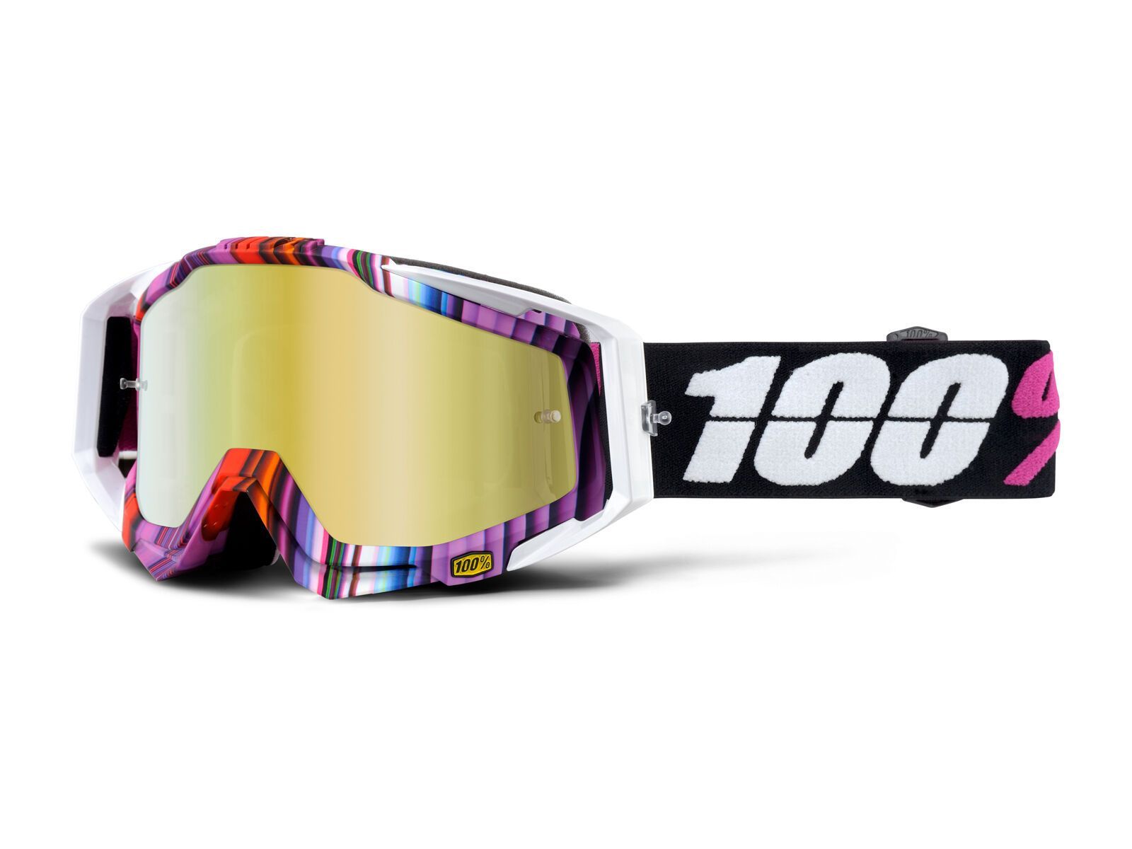 100% Racecraft inkl. Wechselscheibe, glitch/Lens: mirror gold, clear - Bild 1