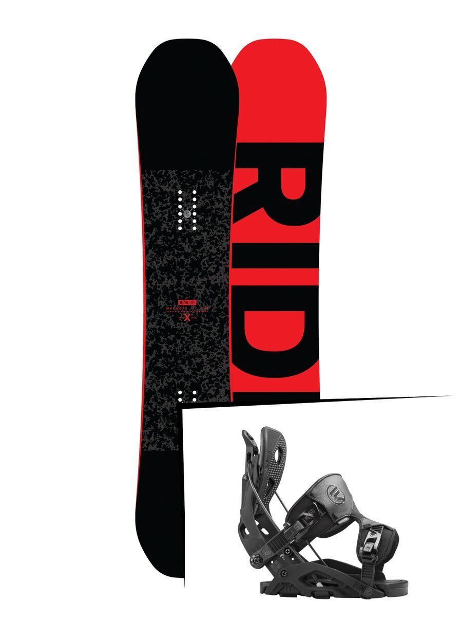 Set: Ride Machete 2017 + Flow Fuse 2016, black - Snowboardset - Bild 1