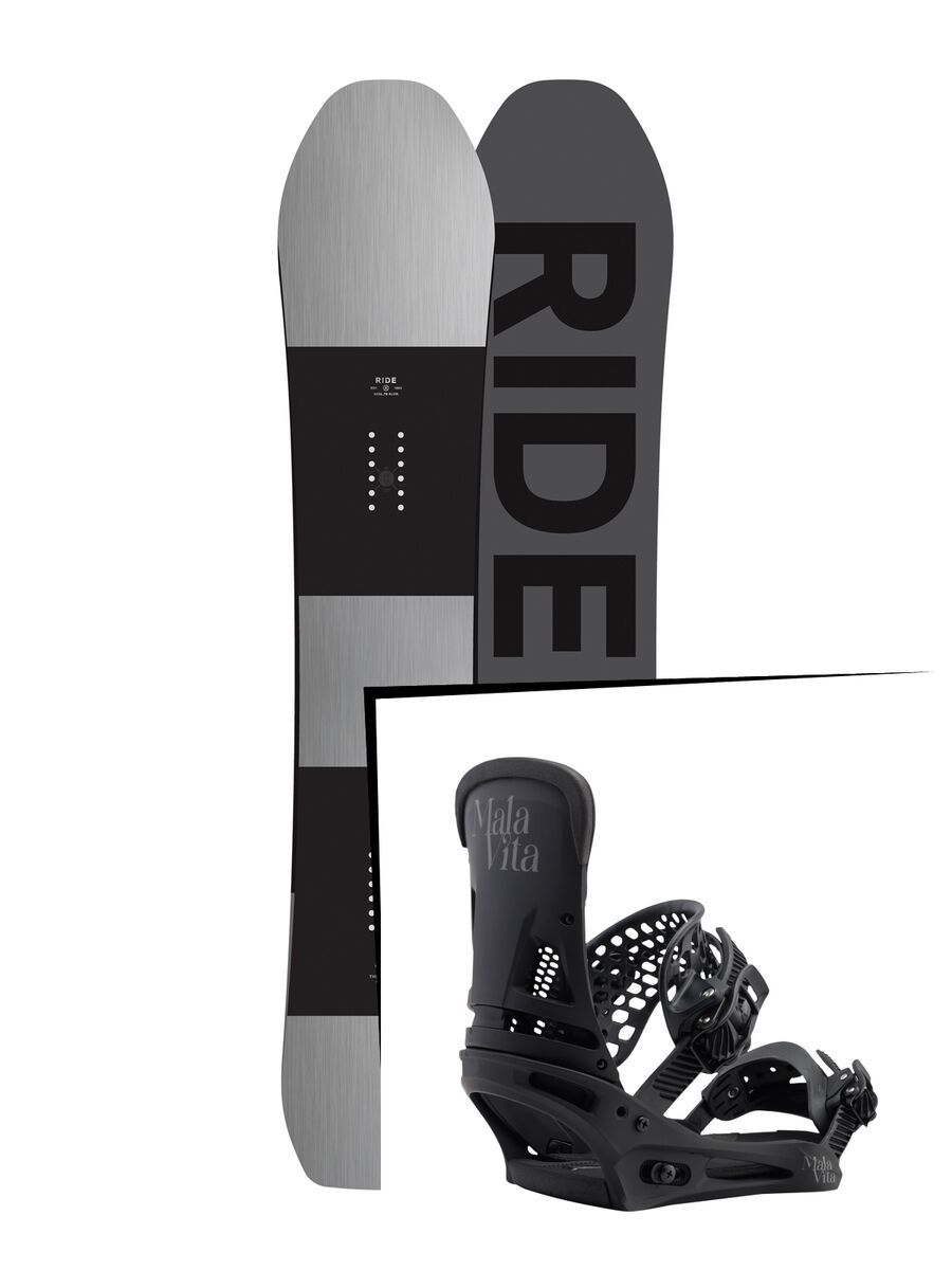 Set: Ride Timeless 2017 + Burton Malavita 2017, black - Snowboardset - Bild 1