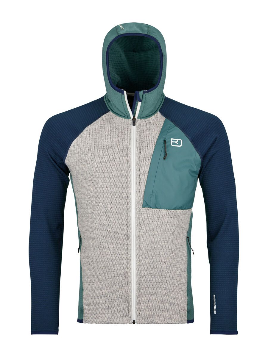 Ortovox Merino Fleece Grid Plus Classic Knit Hoody M, arctic grey - Bild 1