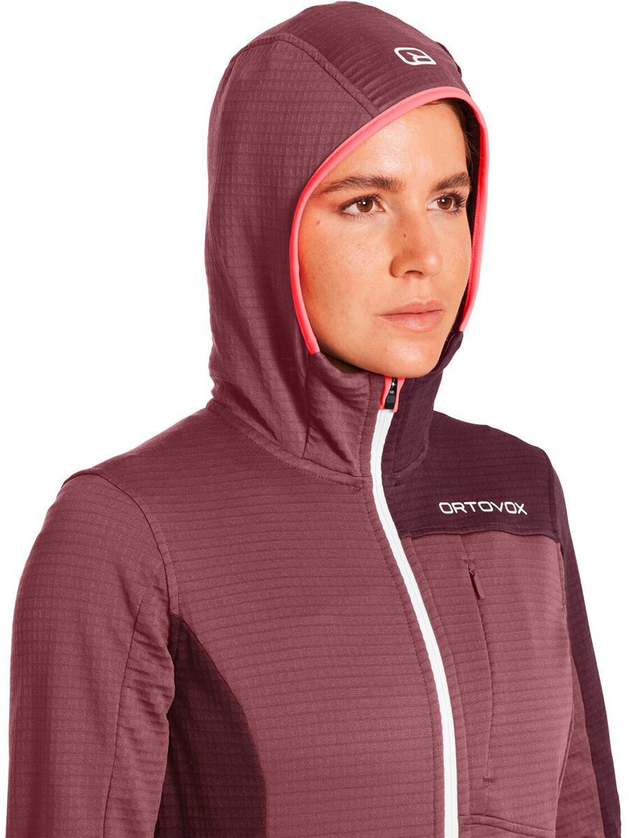 Ortovox Merino Fleece Light Grid Hooded Jacket W, wild berry - Bild 3