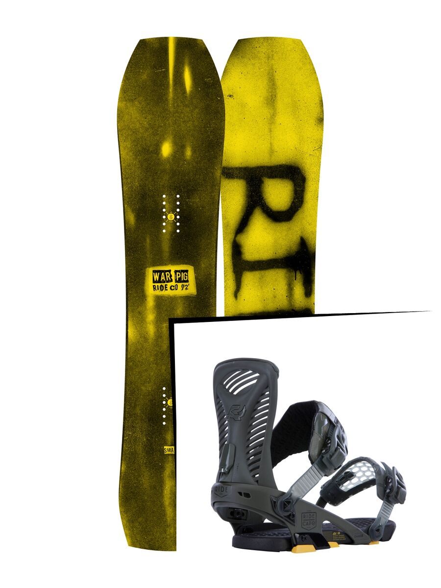 Set: Ride Warpig Small 2017 + Ride Capo 2015, matte olive - Snowboardset - Bild 1