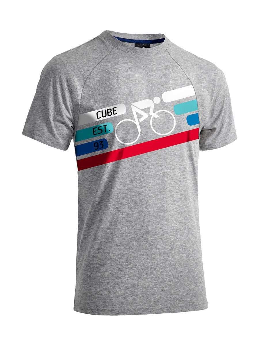 Cube T-Shirt Cyclist, grey melange´n´blue´n´white - Bild 1