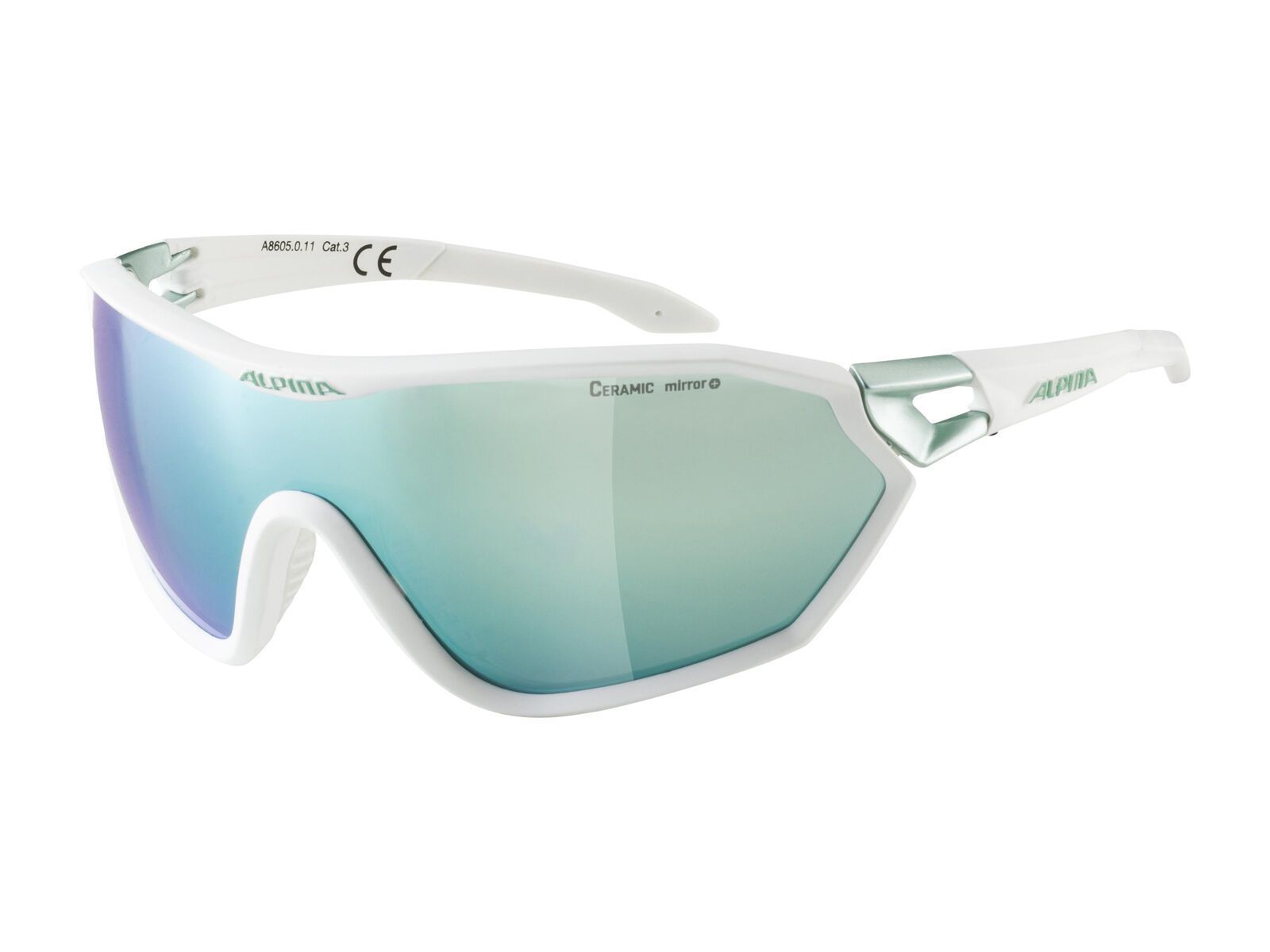 Alpina S-Way CM+, white matt-pistachio/Lens: ceramic mirror emerald - Bild 1