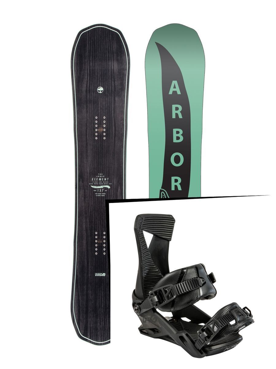 Set: Arbor Element 2017 + Nitro Zero 2015, black - Snowboardset - Bild 1