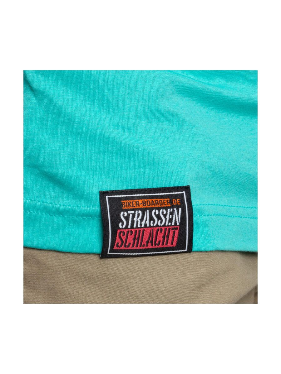BIKER-BOARDER Strassenschlacht T-Shirt Zahnrad Unisex, türkis - Bild 3