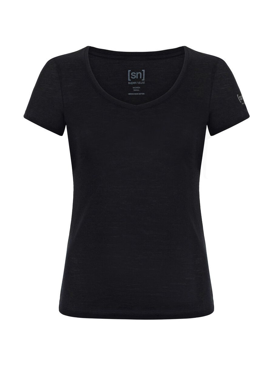 super.natural W Base V-Neck Tee 140, jet black - Bild 1