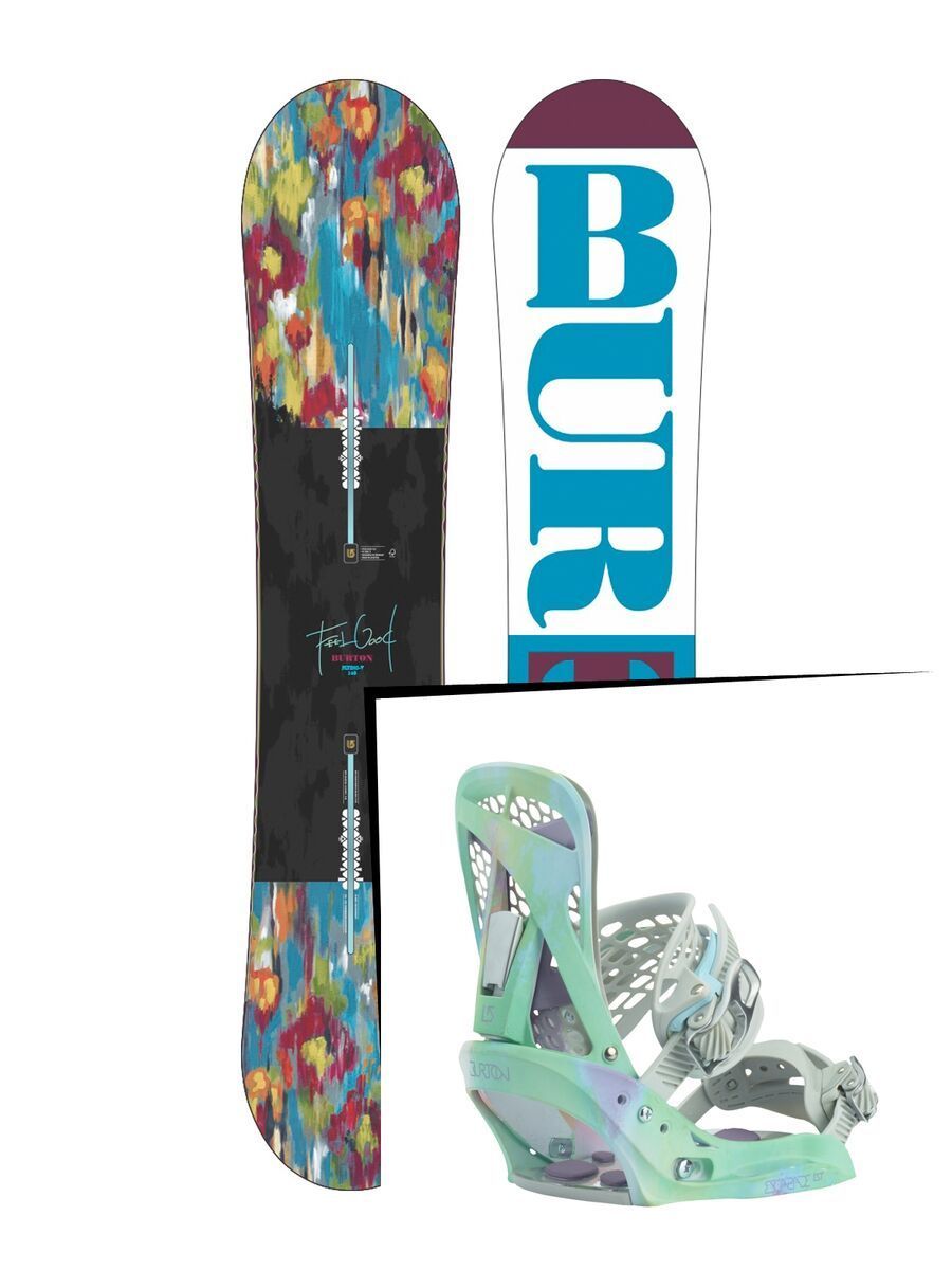 Set: Burton Feelgood Flying V 2016 + Burton Escapade EST 2017, shifty white - Snowboardset - Bild 1