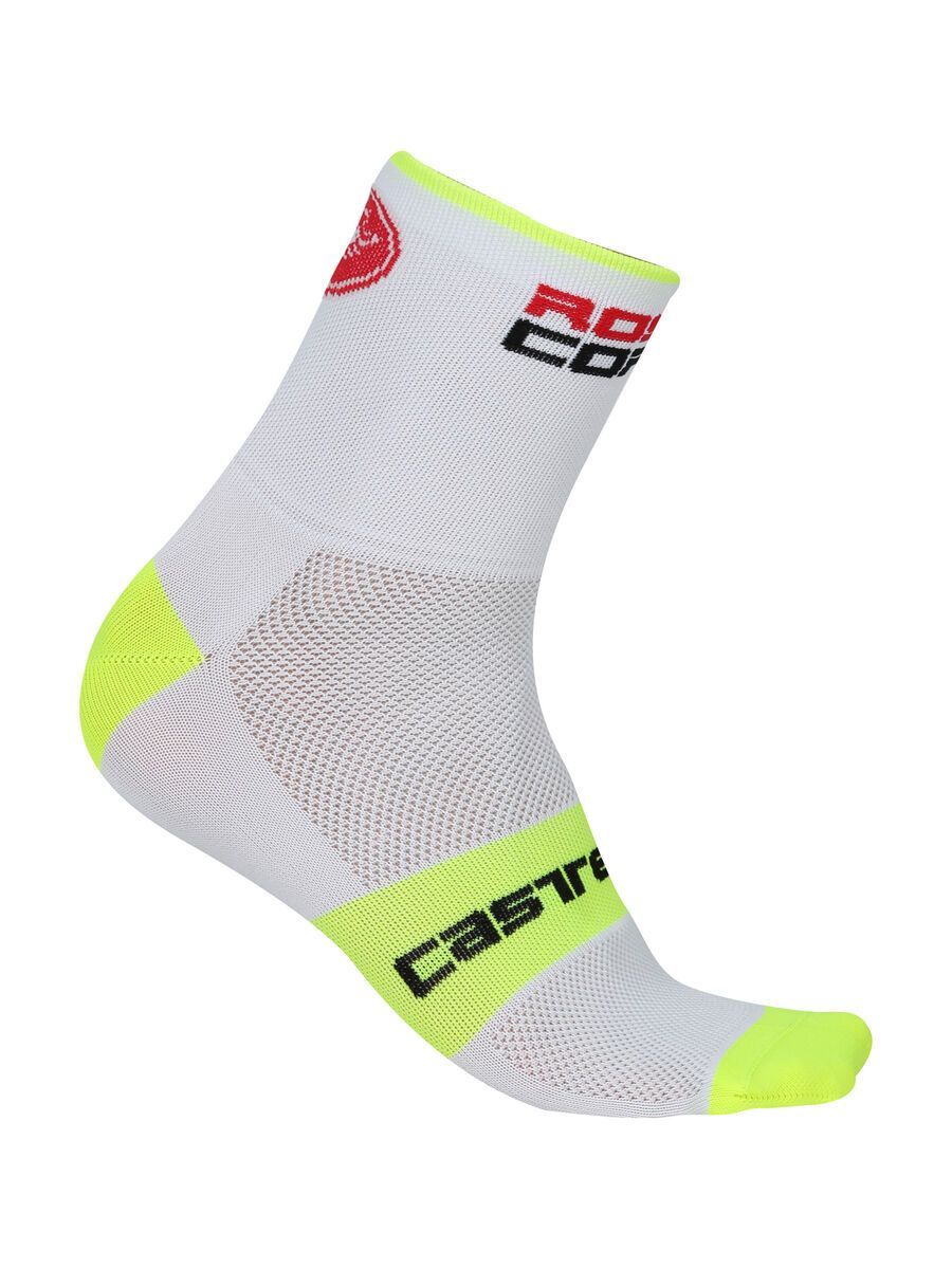 Castelli Rosso Corsa 9 Sock, white/yellow fluo - Bild 1