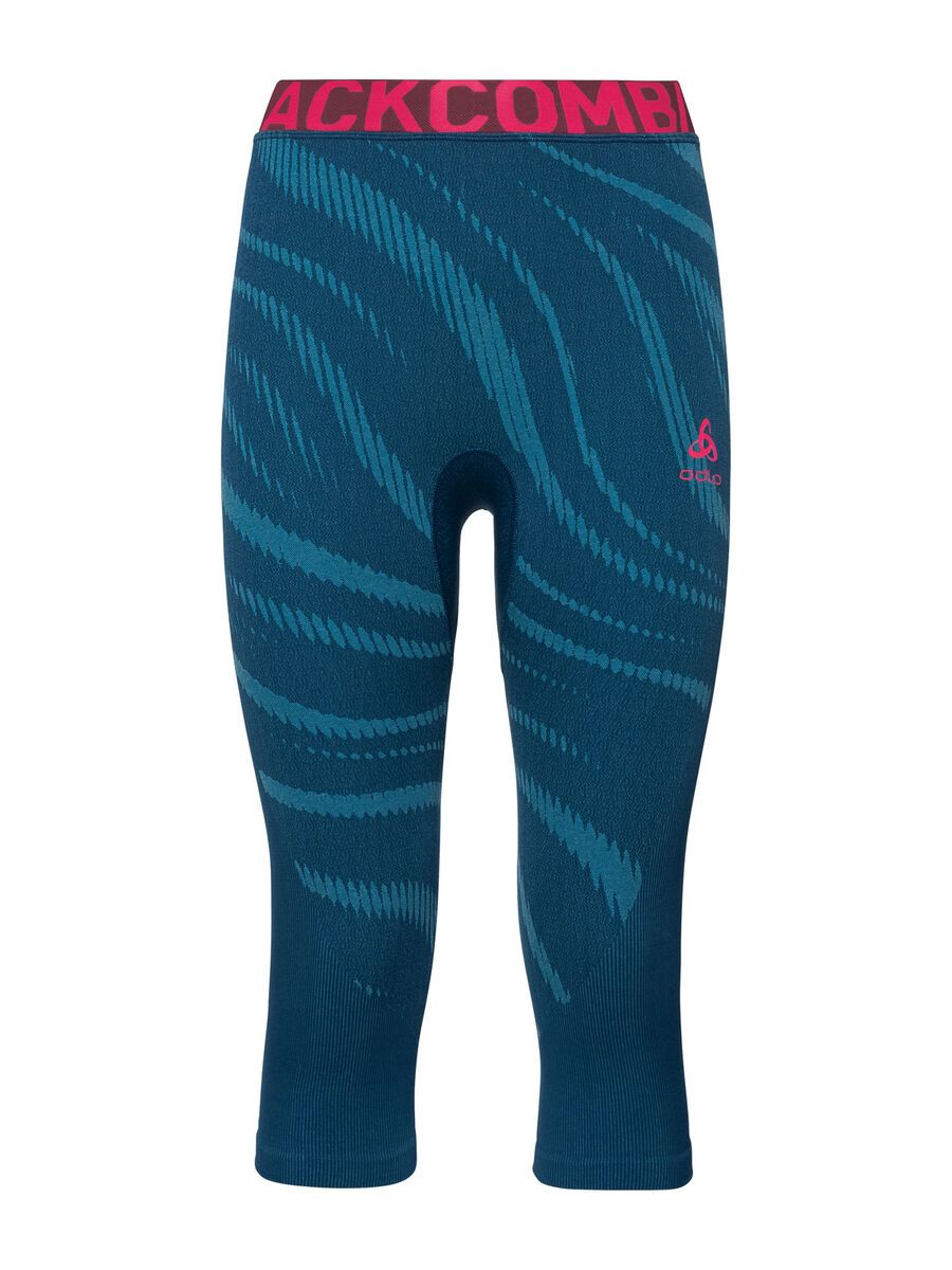 Odlo SUW Bottom Pant 3/4 Performance Blackcomp, poseidon - turkish tile - diva pink - Bild 1