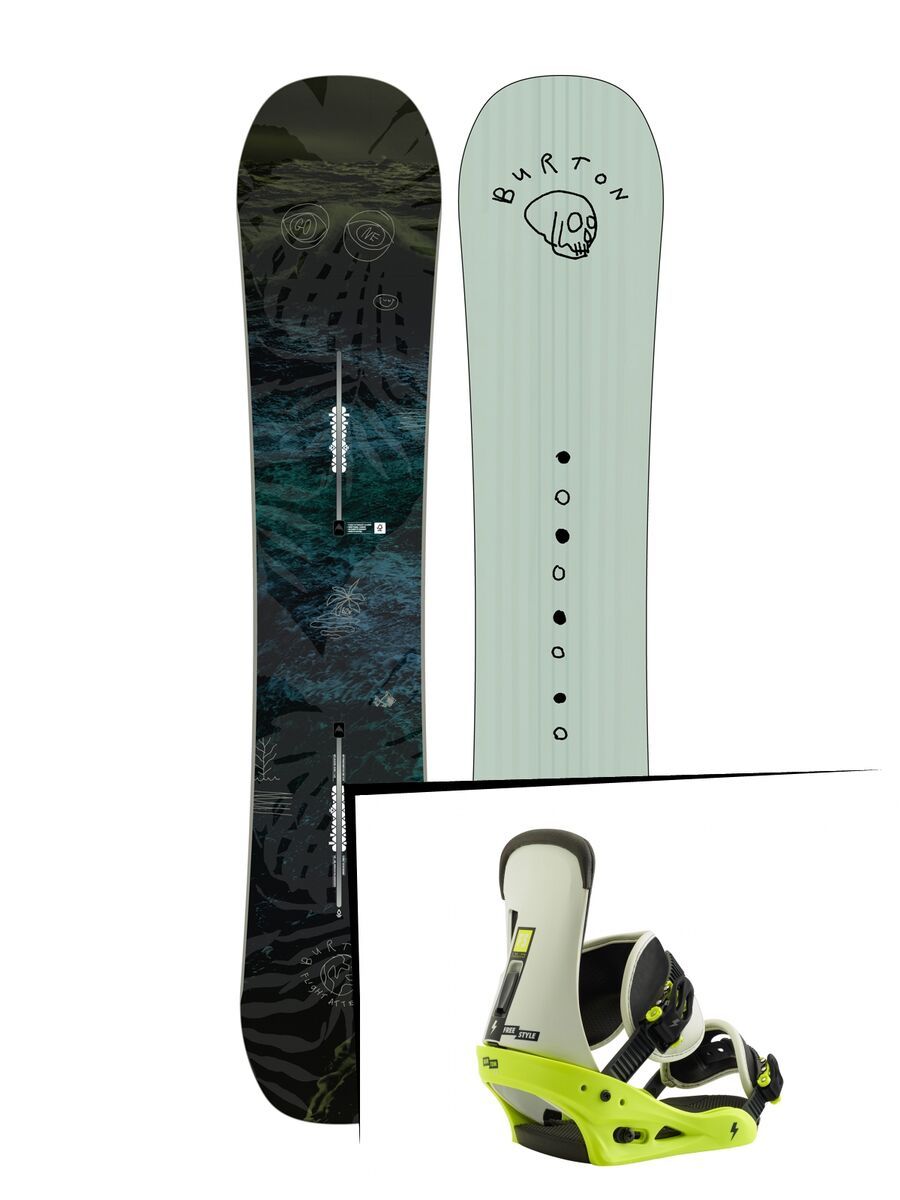 Set: Burton Flight Attendant Wide 2019 + Burton Freestyle mtn dude green - Bild 1