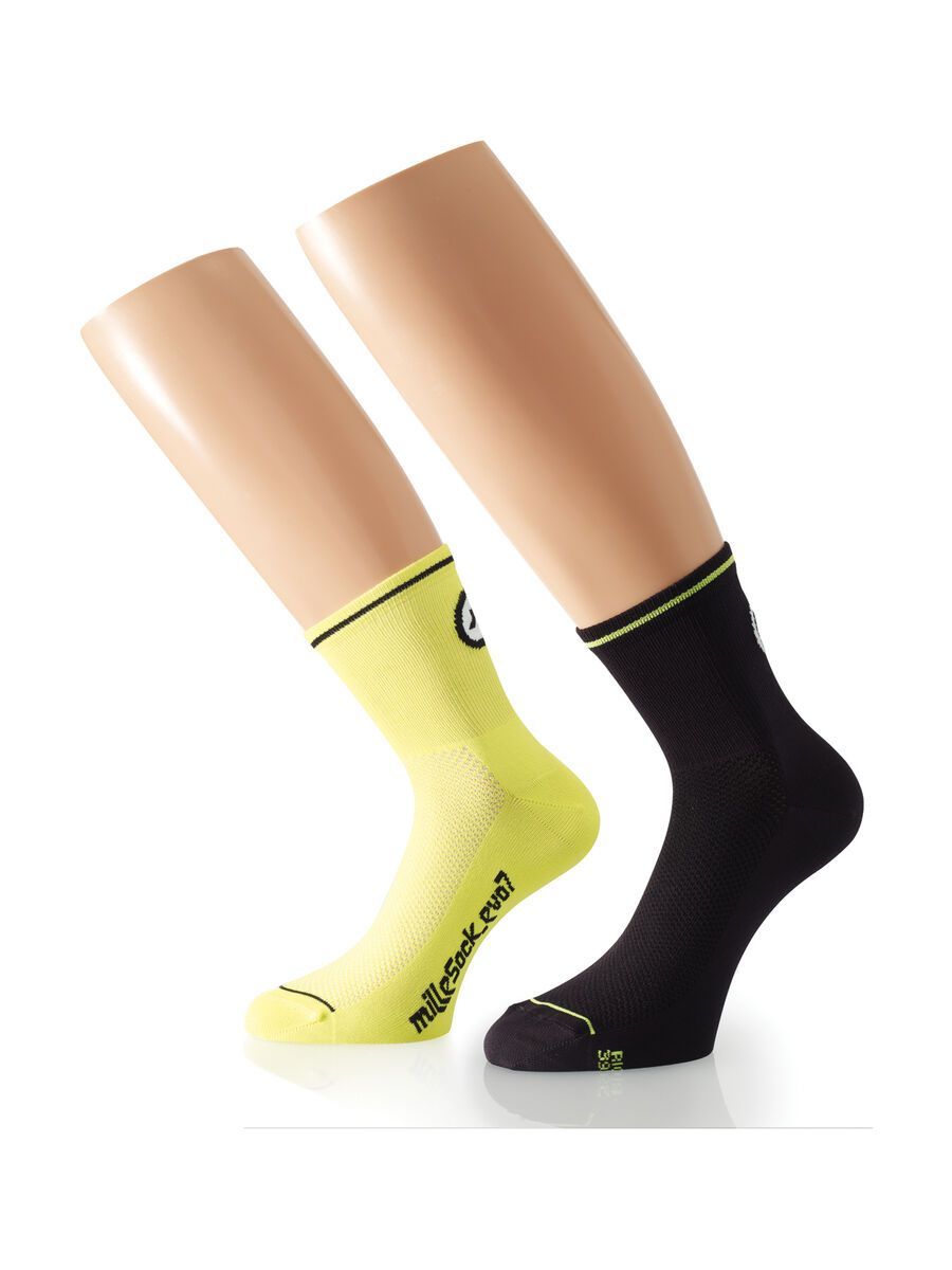 Assos milleSocks evo7 2 pairs, volt yellow/block black - Bild 1