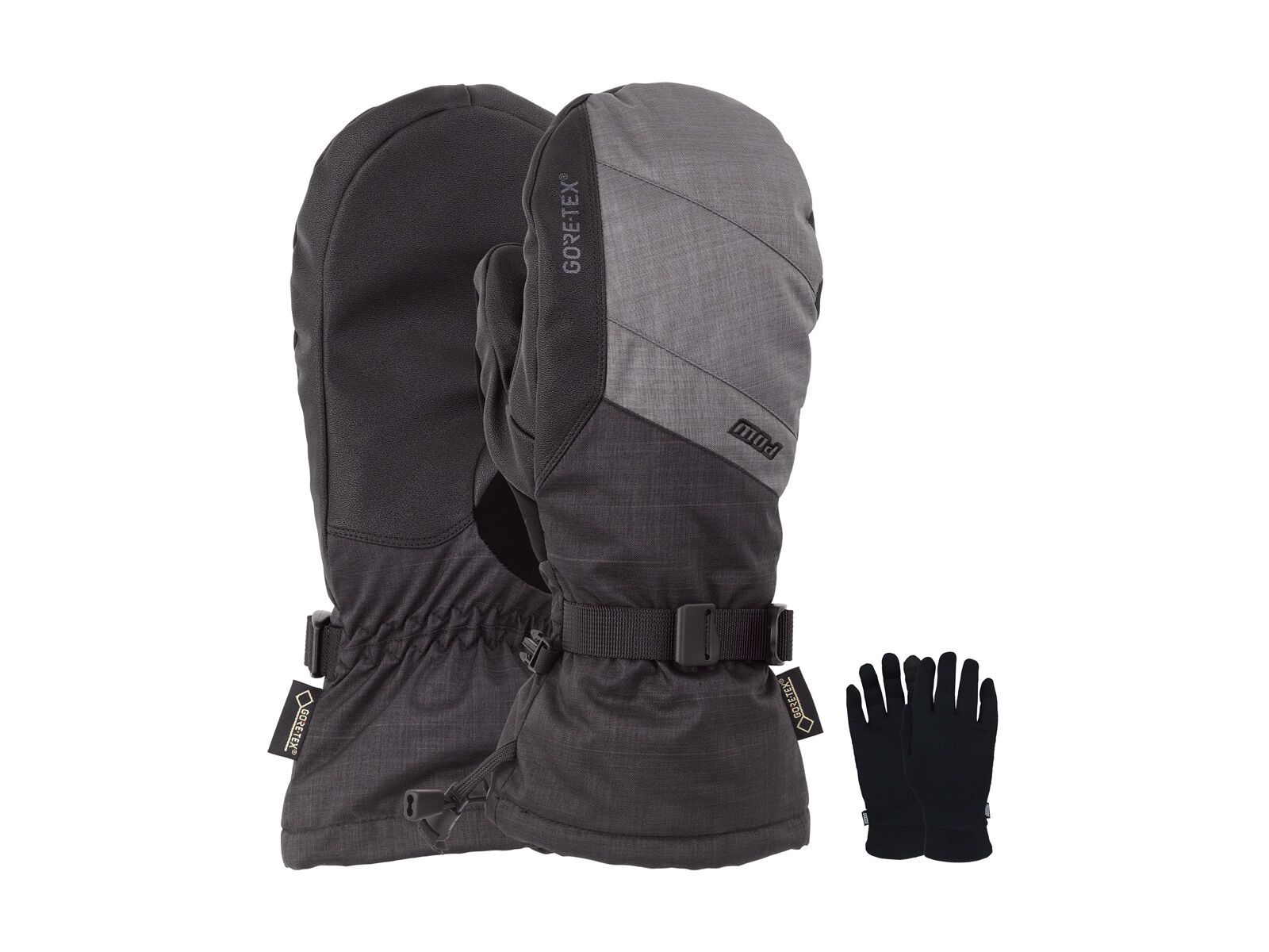 POW Gloves Warner Gore-Tex Long Mitt + Merino Liner, charcoal - Bild 1