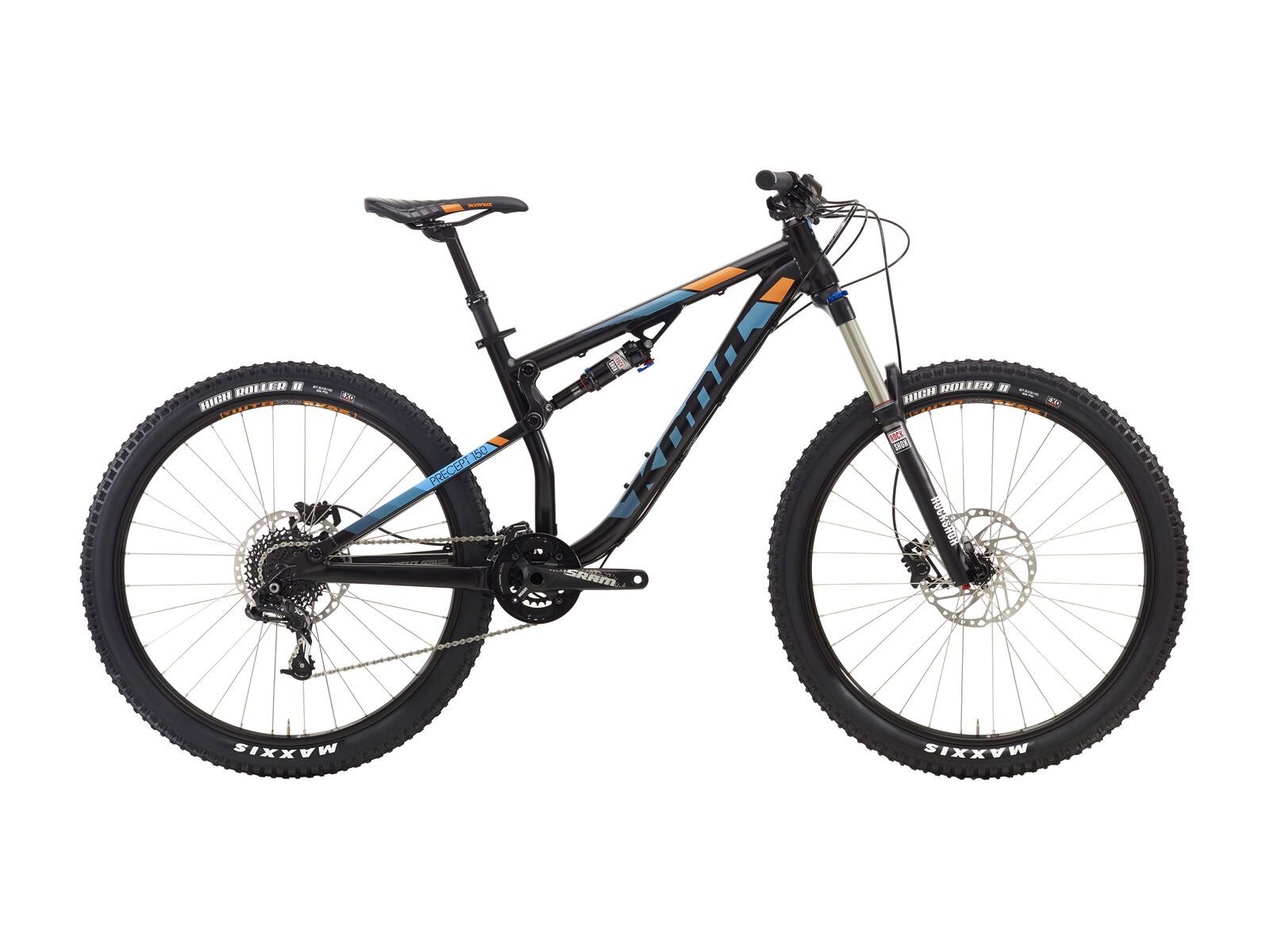 Kona Precept 150, matt black w/ cyan & orange decals - Bild 1
