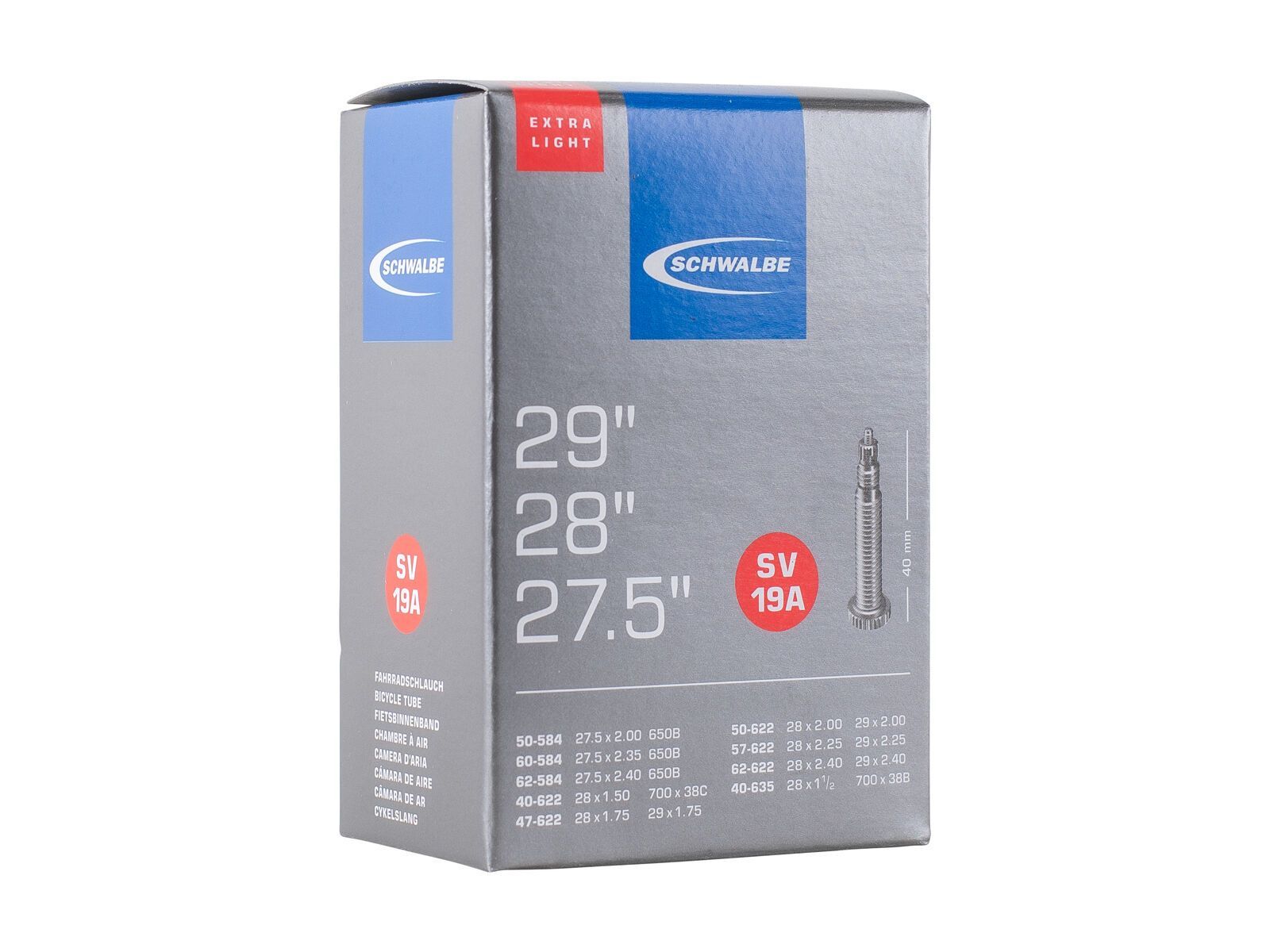 Schwalbe Schlauch SV 19A Extra Light - 27.5/28/29 x 1.50-2.40 - Bild 1