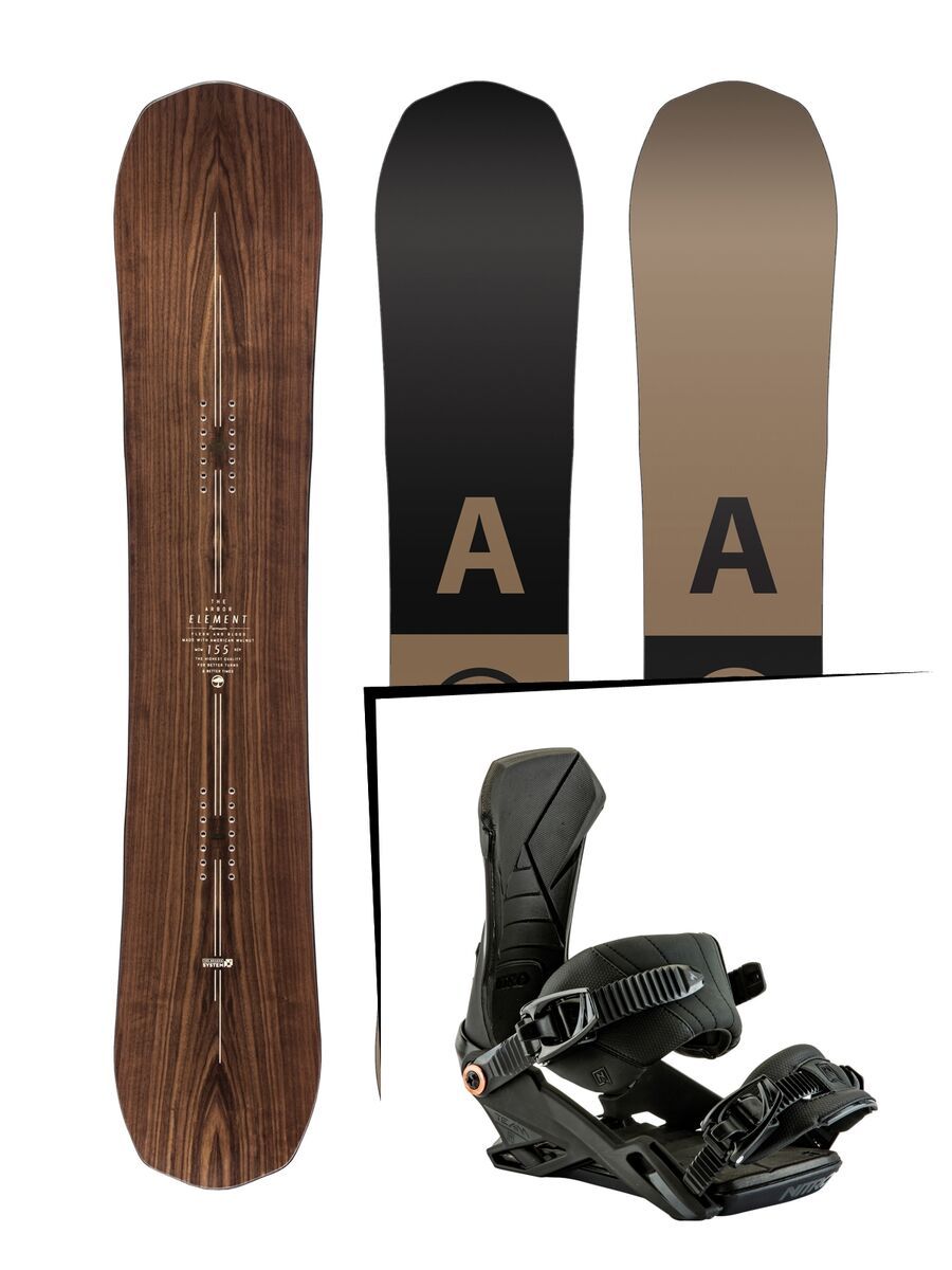 Set: Arbor Element Premium Mid Wide 2017 + Nitro Team 2017, black - Snowboardset - Bild 1