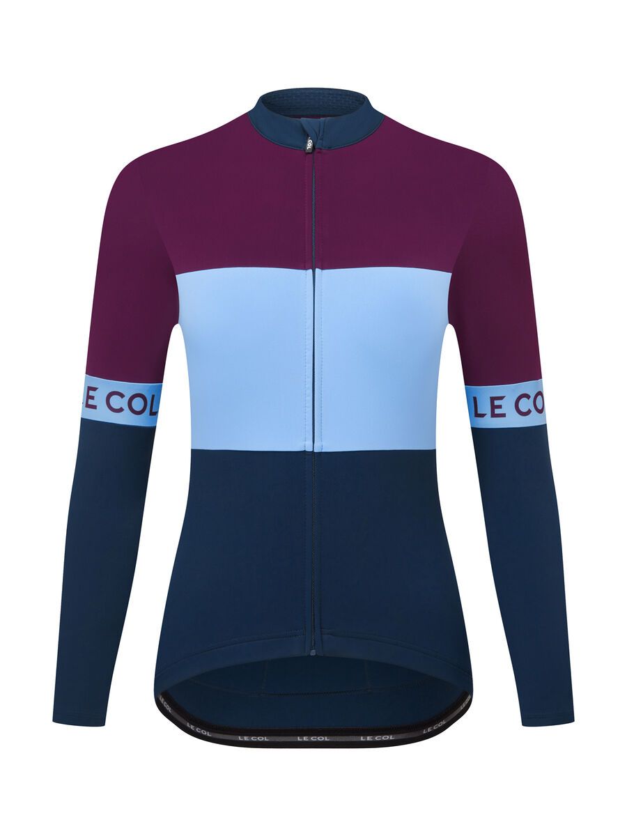 Le Col Womens Sport Tricolour Long Sleeve Jersey, navy/powder blue/purple - Bild 1