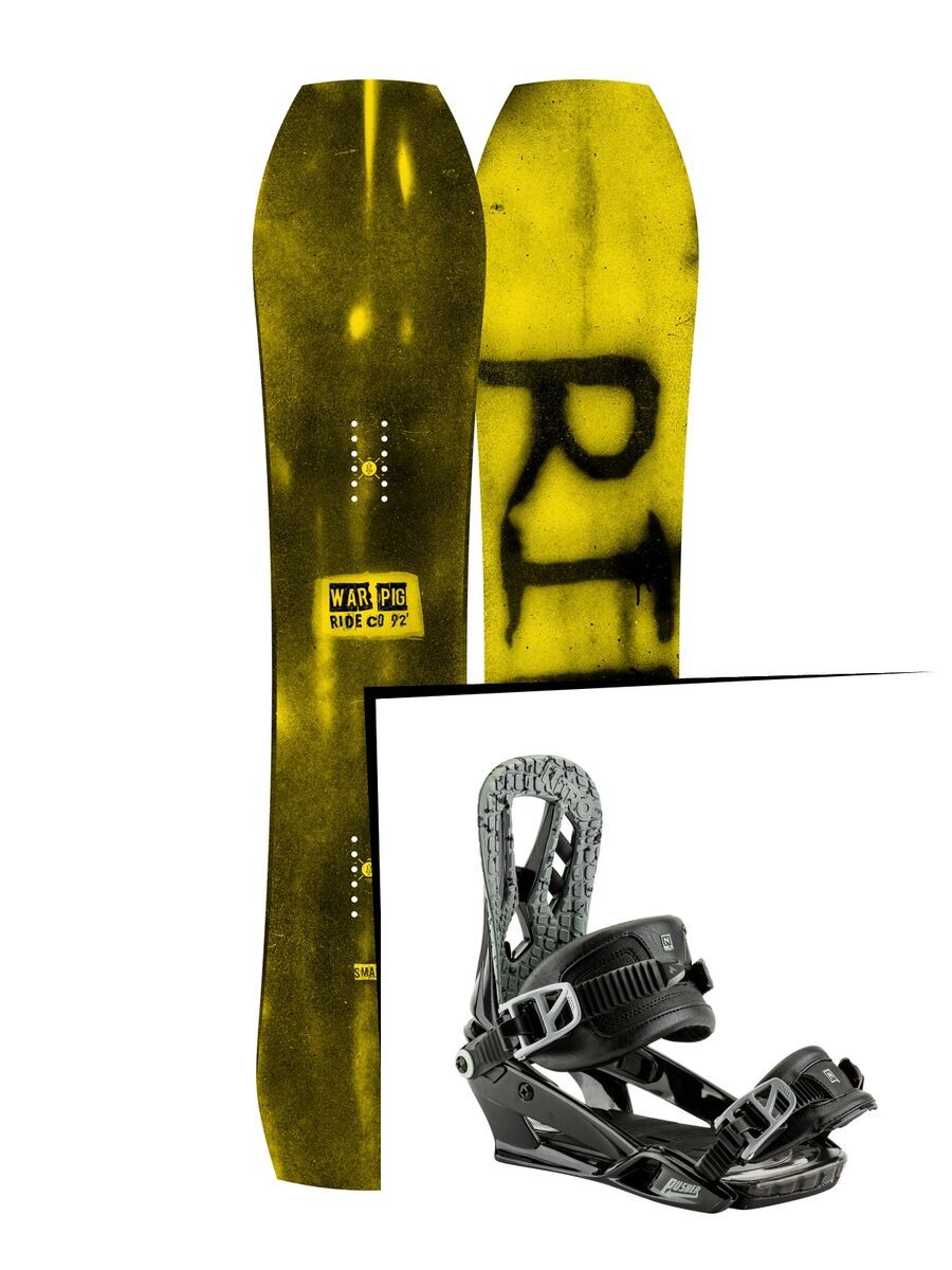 Set: Ride Warpig Small 2017 + Nitro Pusher 2017, black - Snowboardset - Bild 1