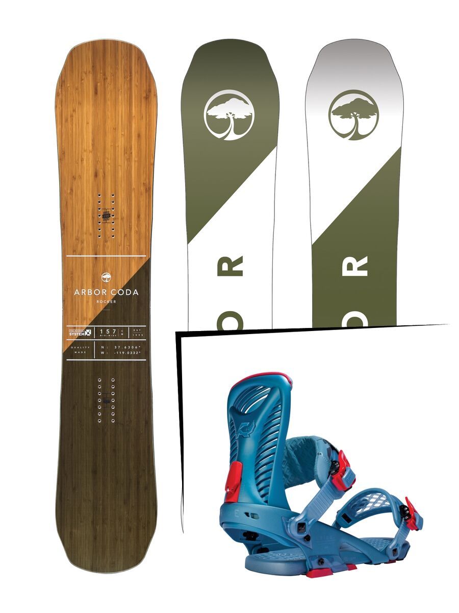 Set: Arbor Coda Rocker Mid Wide 2017 + Ride Capo 2016, slate blue - Snowboardset - Bild 1