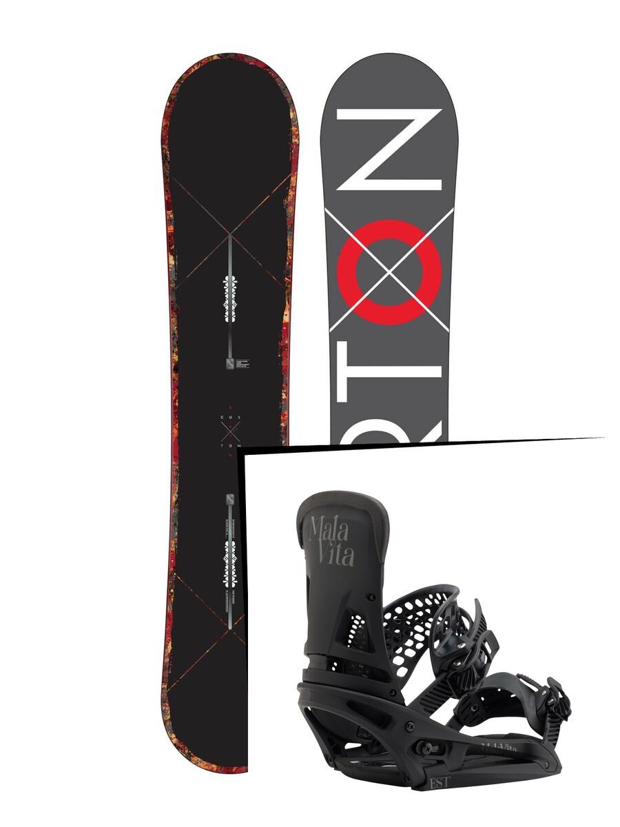 Set: Burton Custom X Wide 2015 + Burton Malavita EST 2017, black - Snowboardset - Bild 1