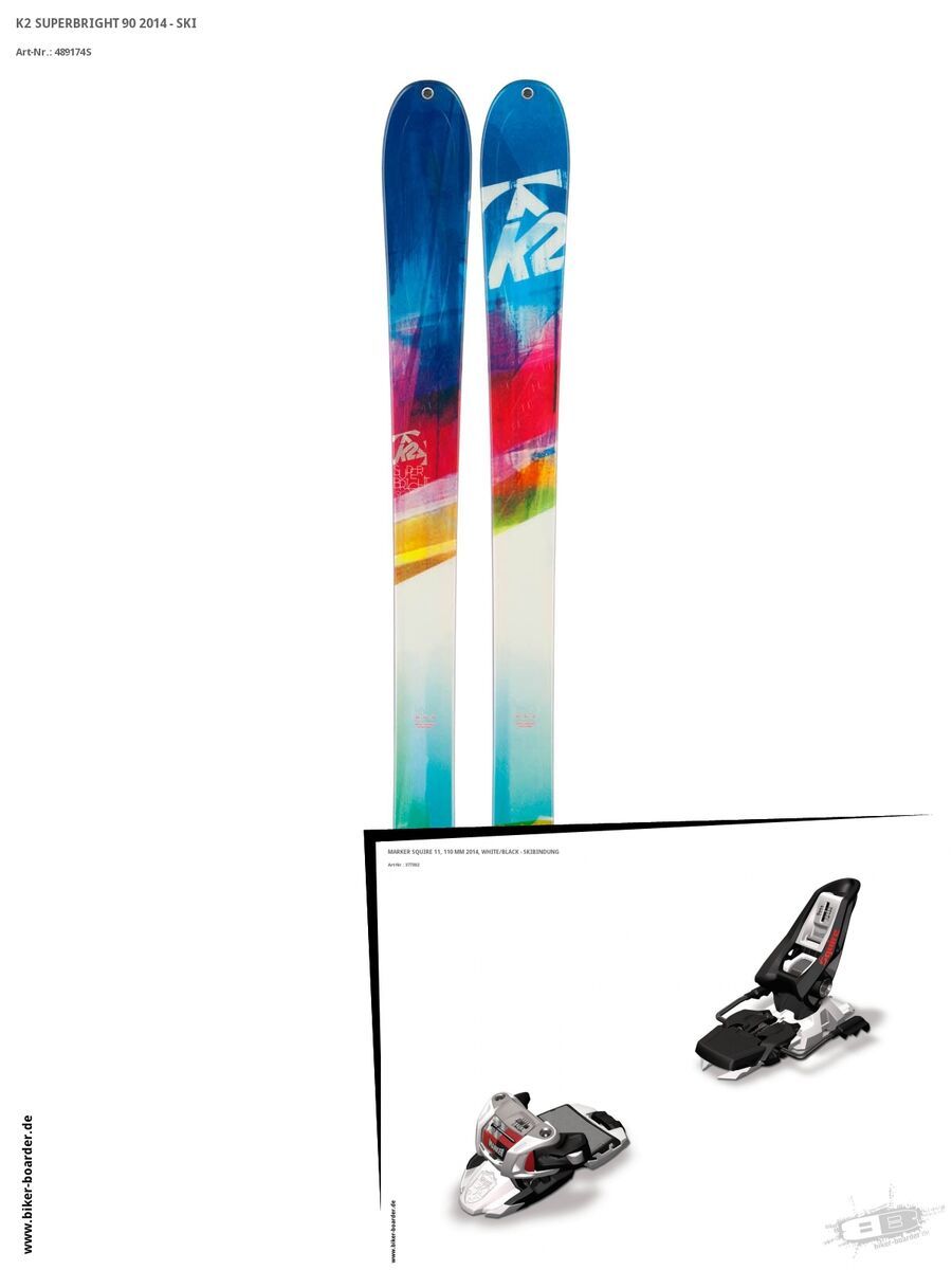 K2 SKI Set: SuperBright 90 2014 + Marker Squire 11 - Bild 1