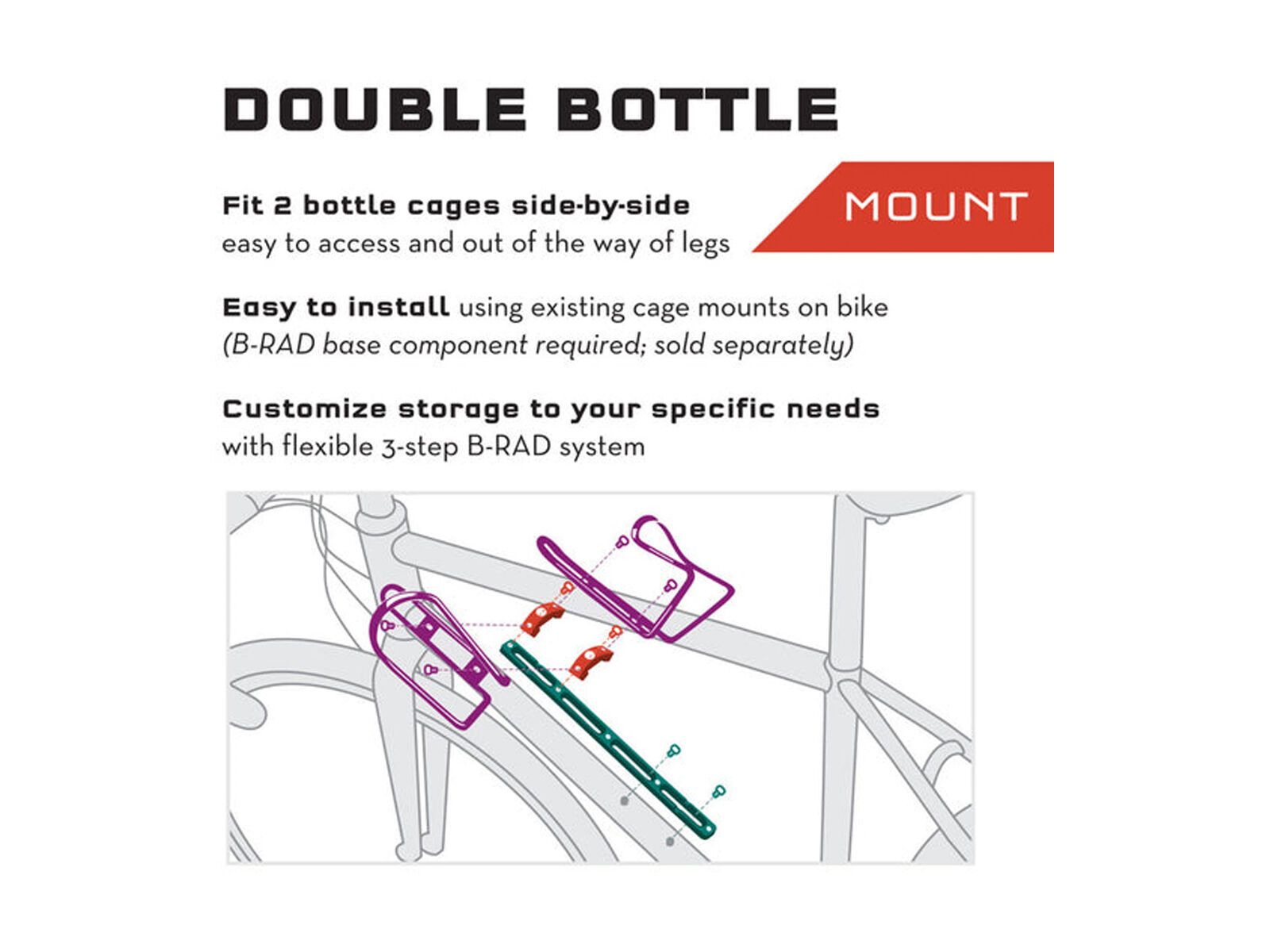 Wolf Tooth B-RAD Double Bottle Adapter, black - Bild 2