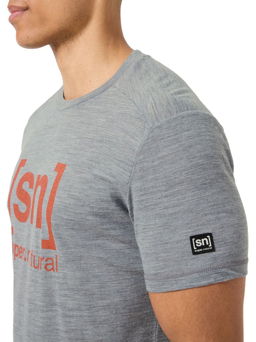 super.natural Logo Tee Herren, cashmere grey melange/chilli - Bild 5