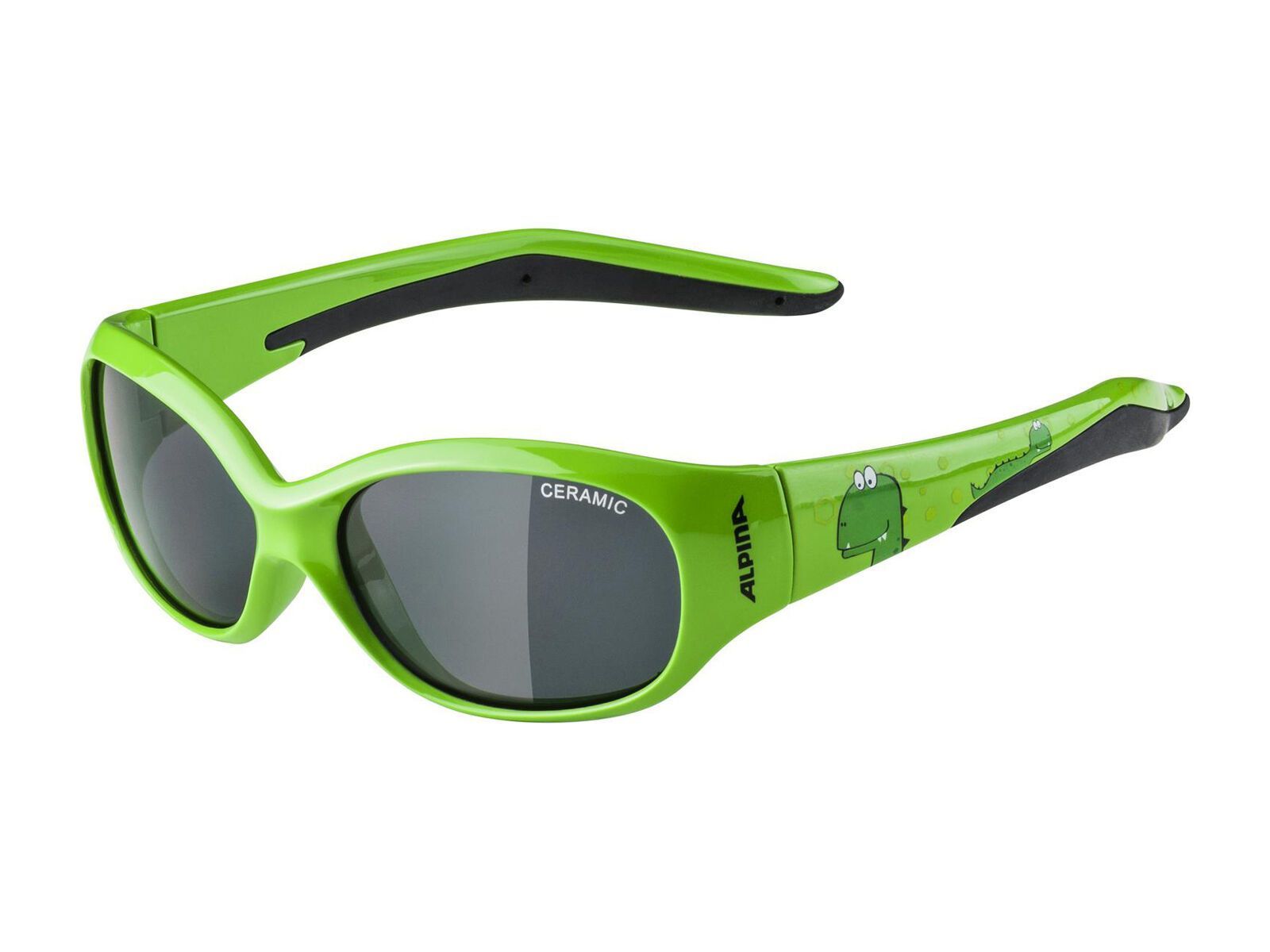 Alpina Flexxy Kids, Black / green dino gloss - Bild 1