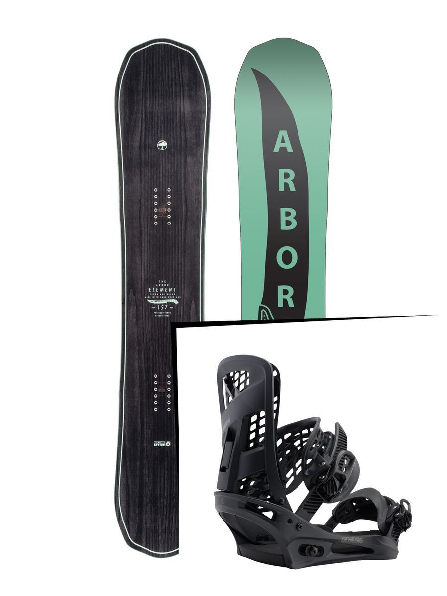 Set: Arbor Element 2017 + Burton Genesis 2017, black - Snowboardset - Bild 1