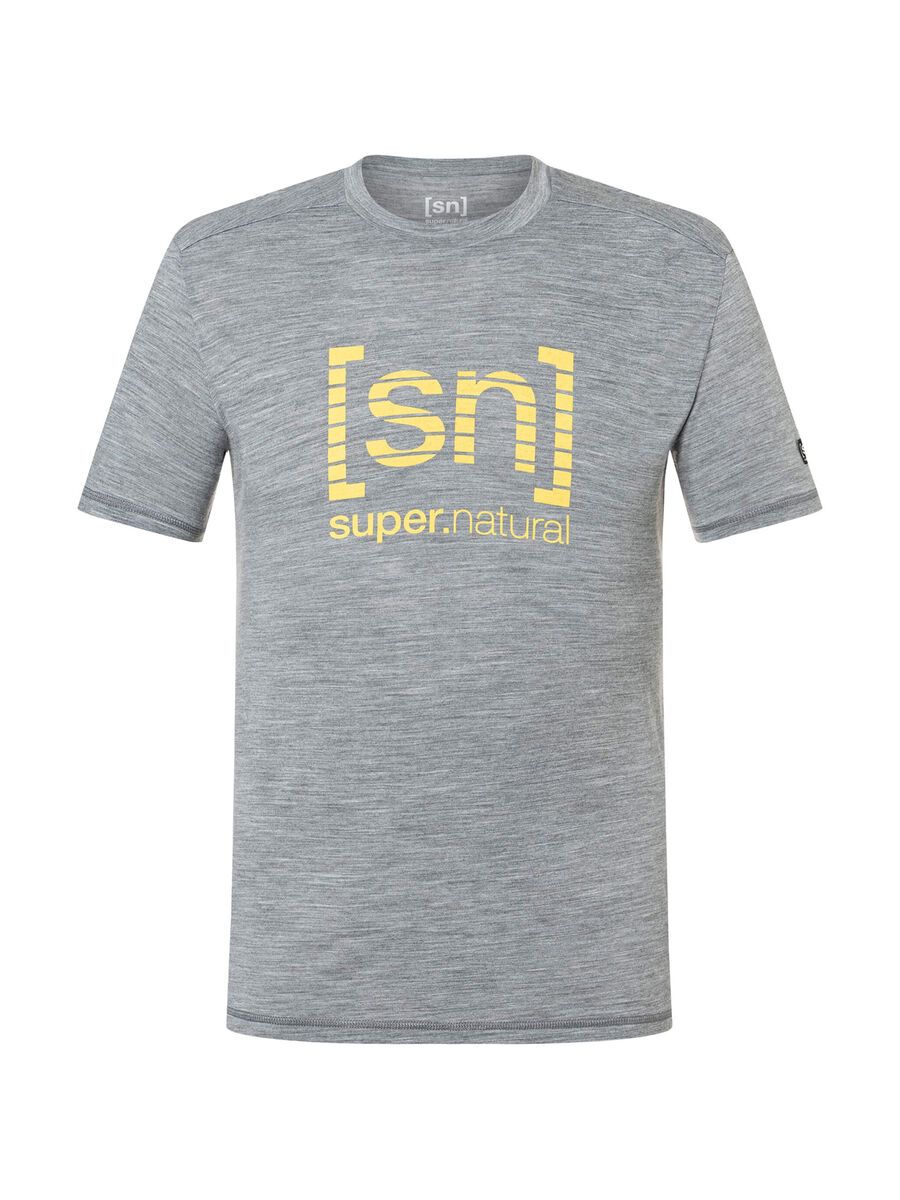 super.natural Grid Logo Tee Herren, cashmere grey melange/aspen gold - Bild 1