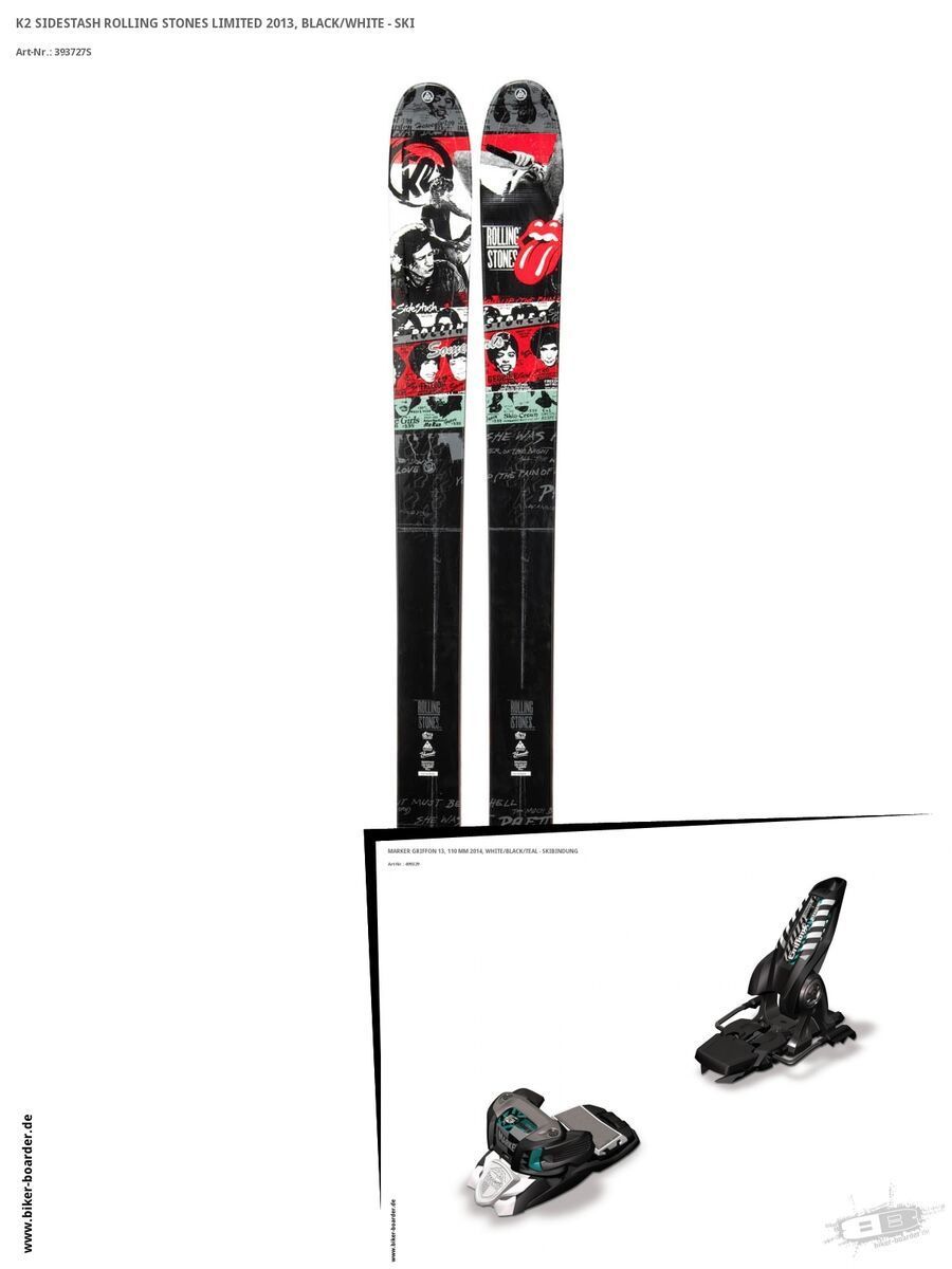 K2 SKI Set: Sidestash Rolling Stones Limited 2013 + Marker Griffon 13 - Bild 1