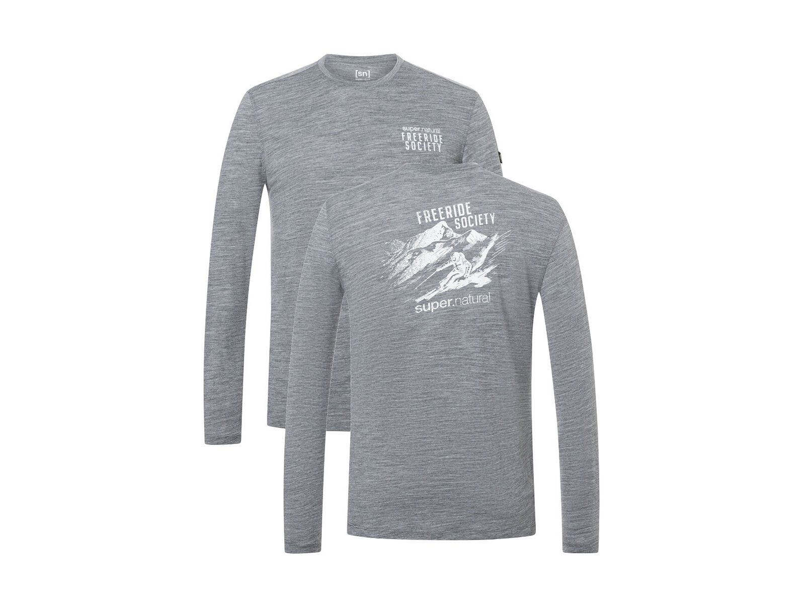 super.natural Freeride Society LS Herren, cashmere grey melange/various - Bild 1