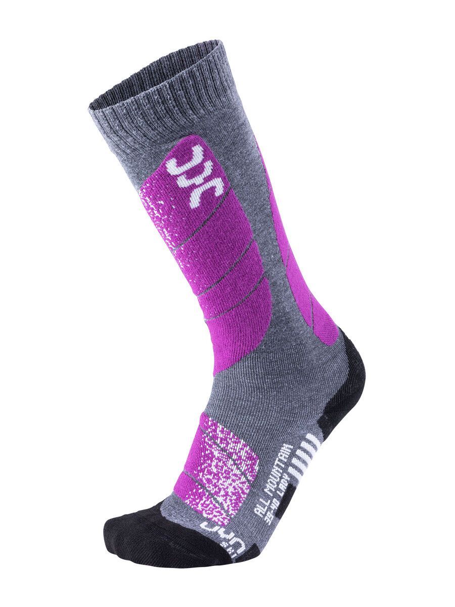 UYN All Mountain Ski Socks Lady, medium grey melange/purple - Bild 1