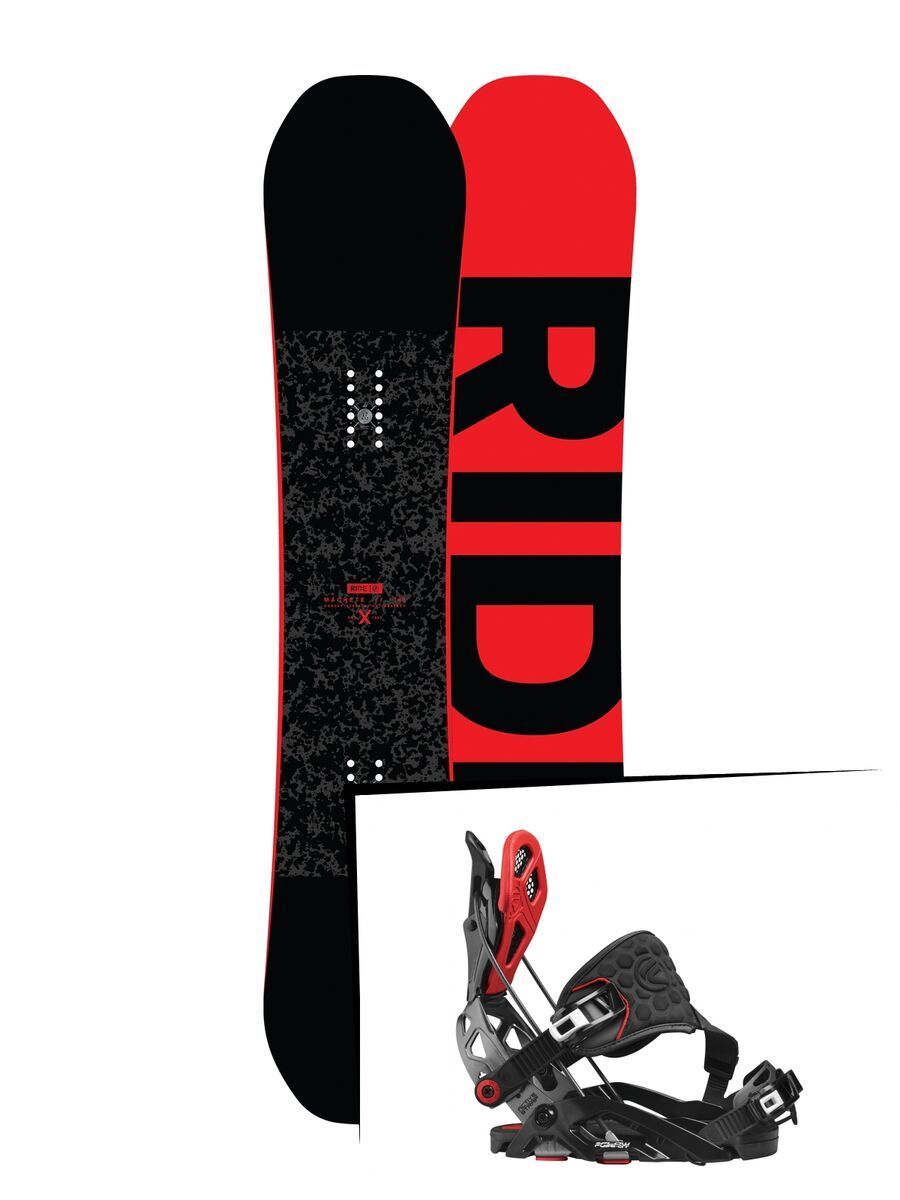 Set: Ride Machete 2017 + Flow Fuse-GT Hybrid 2017, black/red - Snowboardset - Bild 1