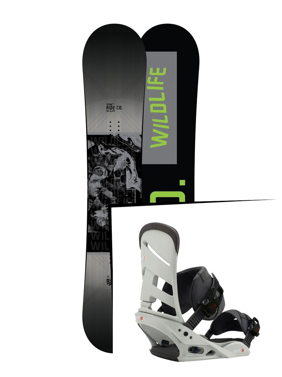 Set: Ride Wild Life Wide 2017 + Burton Mission 2017, gnarly sheen - Snowboardset - Bild 1