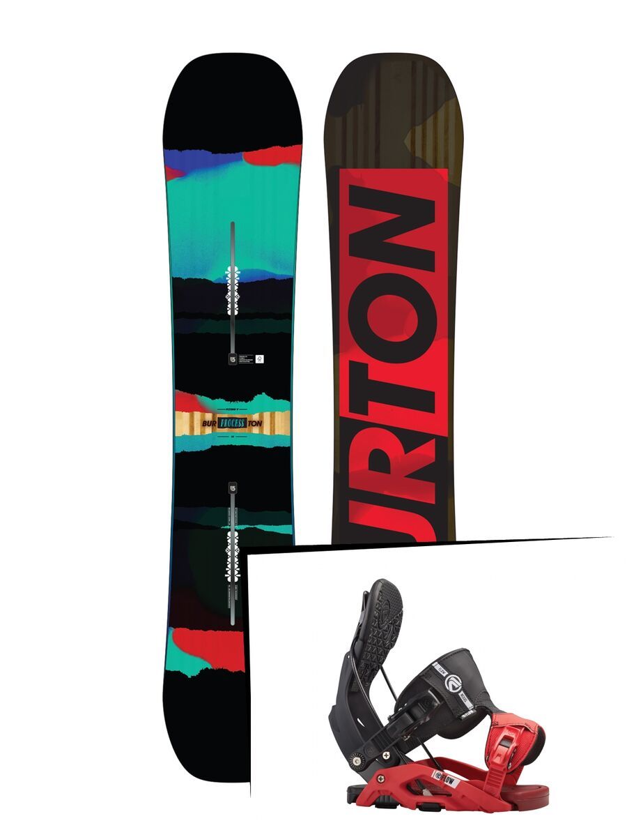 Set: Burton Process Flying V 2016 + Flow Nexus 2016, black/red - Snowboardset - Bild 1