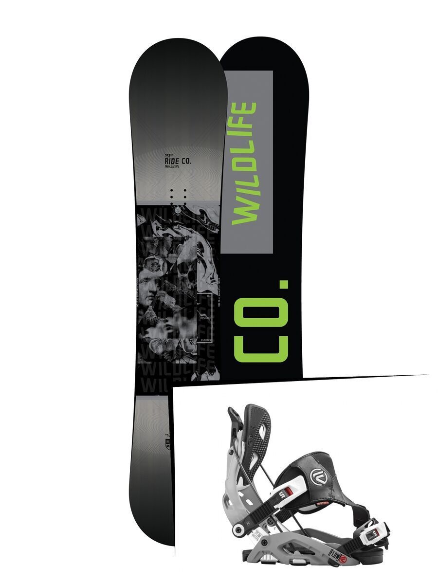 Set: Ride Wild Life 2017 + Flow Fuse Hybrid 2016, grey - Snowboardset - Bild 1