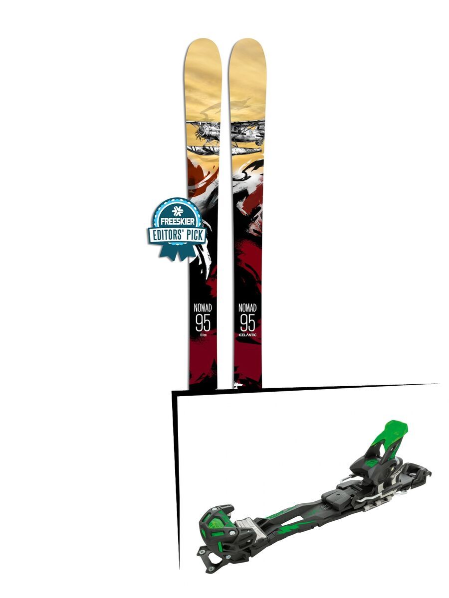 Set: Icelantic Nomad 95 2018 + Tyrolia Adrenalin 16 solid black flash green - Bild 1