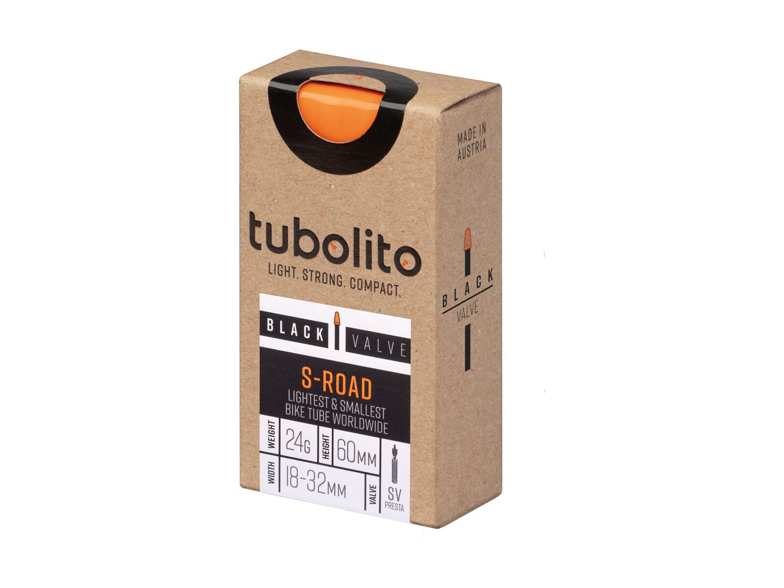 Tubolito S-Tubo Road 60 mm - 700C x 18-32 / Black Valve orange/black 33000044