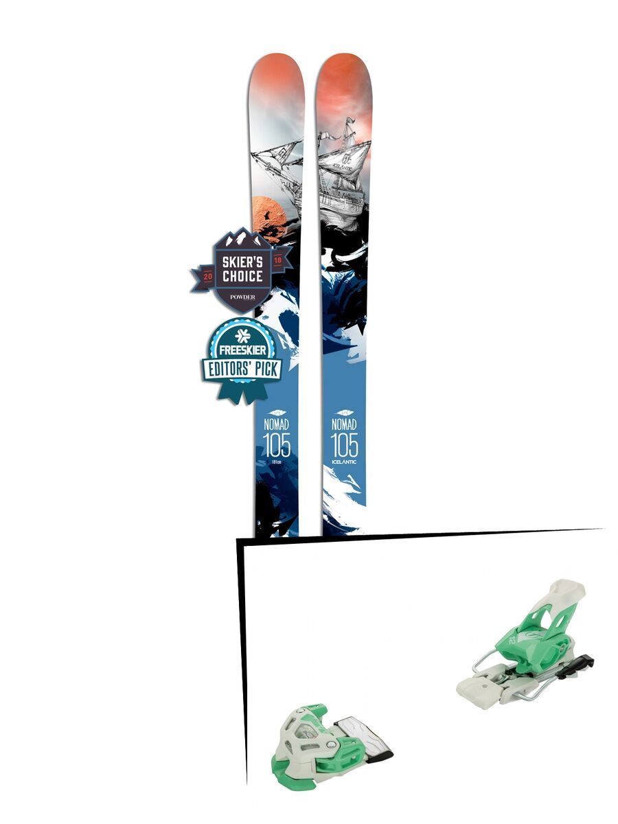 Set: Icelantic Nomad 105 Lite 2018 + Tyrolia Attack 12 solid white mint - Bild 1
