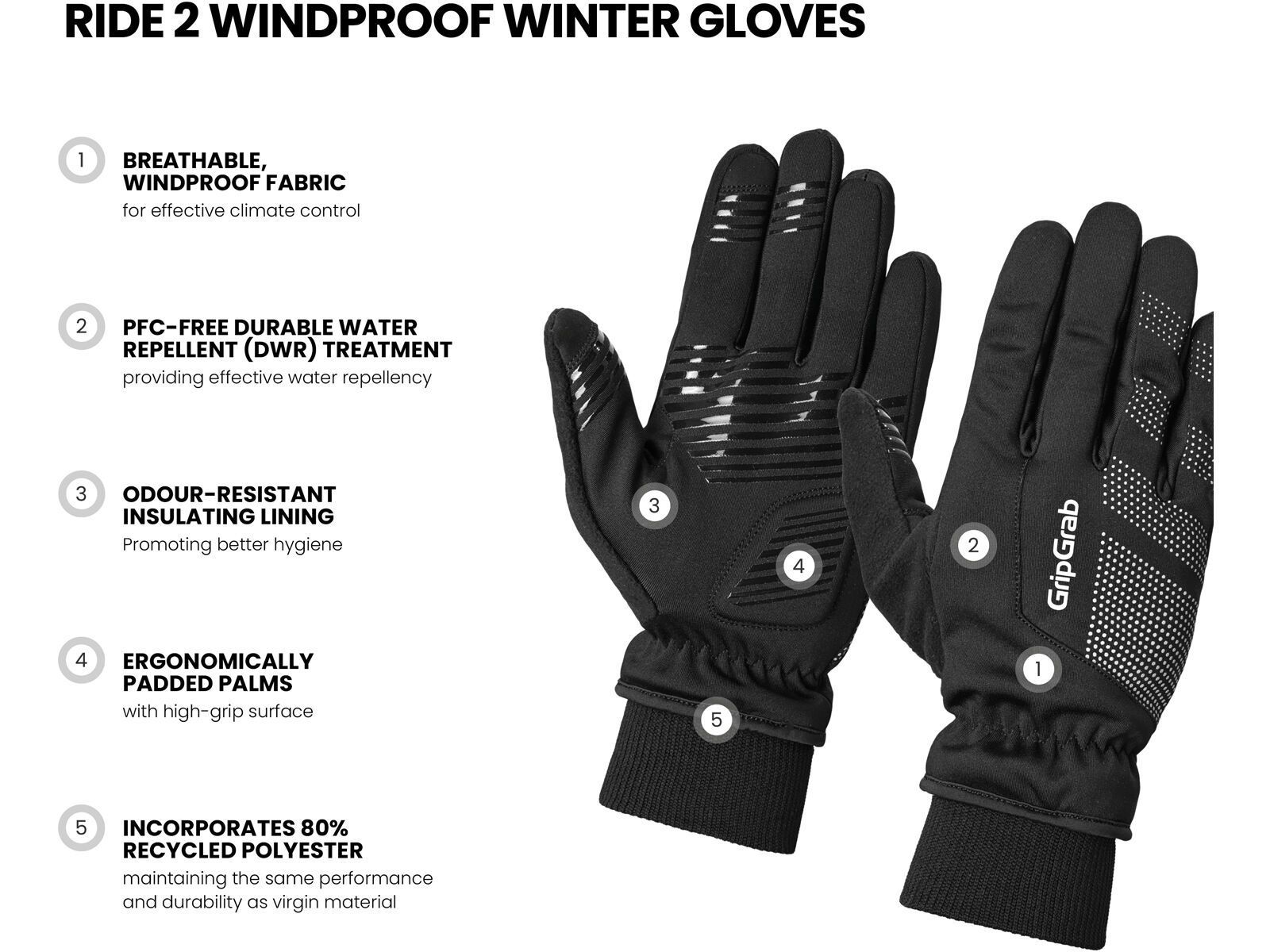 GripGrab Ride 2 Windproof Winter Gloves, black - Bild 6