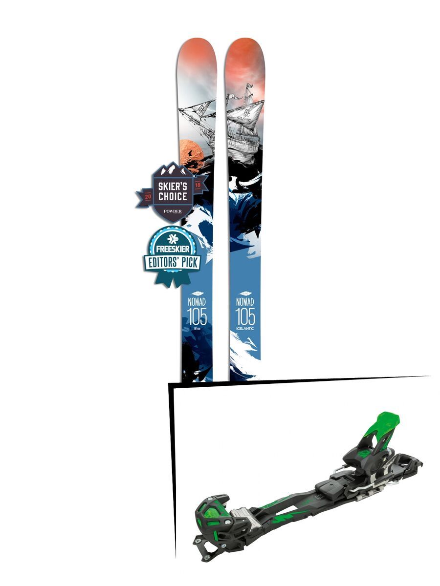 Set: Icelantic Nomad 105 Lite 2018 + Tyrolia Adrenalin 16 solid black flash green - Bild 1