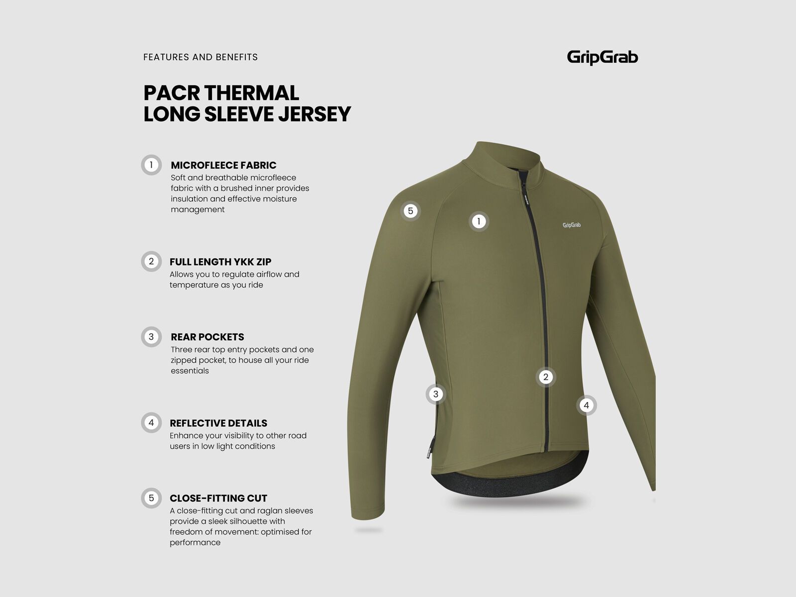 GripGrab PACR Thermal Long Sleeve Jersey, olive green - Bild 8