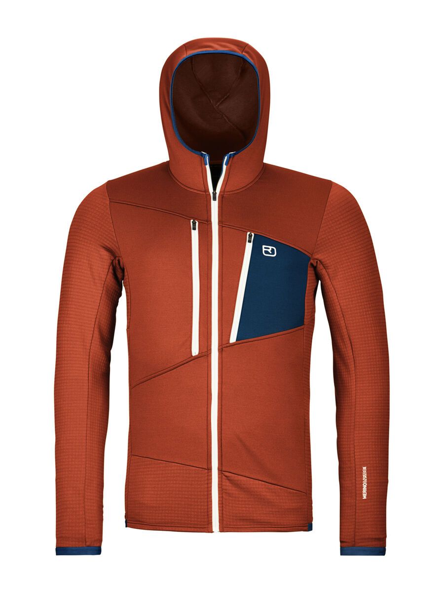 Ortovox Merino Fleece Grid Hoody M, clay orange - Bild 1