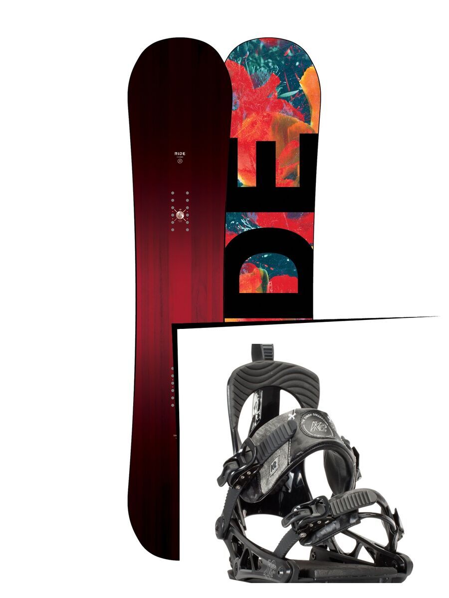 Set: Ride Saturday 2017 + K2 Cinch Tryst 2016, black - Snowboardset - Bild 1
