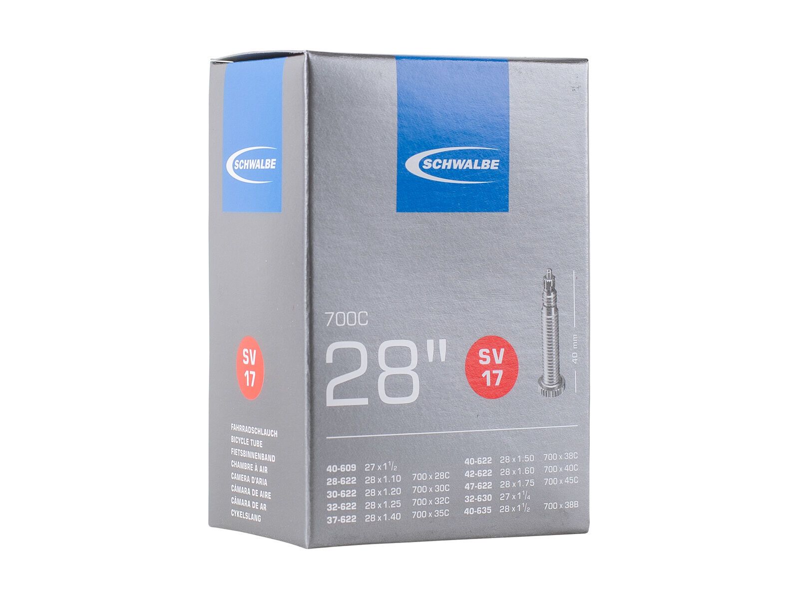 Schwalbe Schlauch SV 17 - 28 x 1.00-1.75 / 700 x 28-45C / 40 mm - Bild 1
